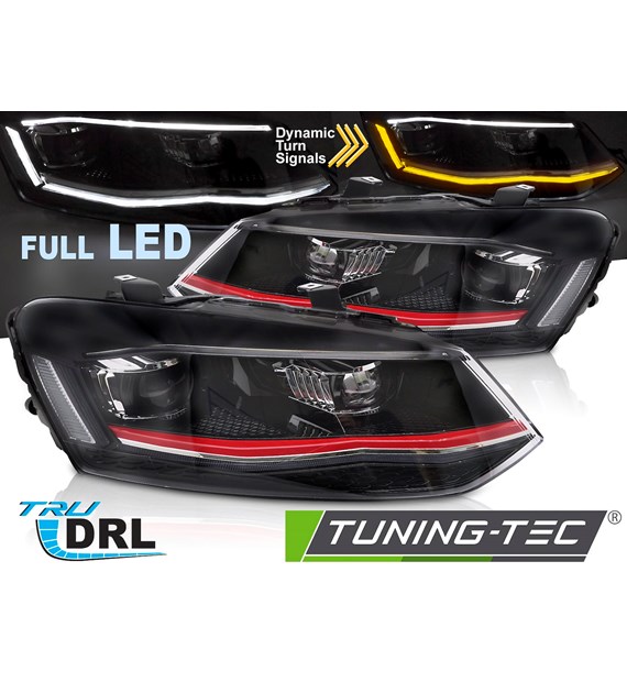 SCHEINWERFER VOLL-LED ROT DRL SEQ passt VW POLO 6R 09-17
